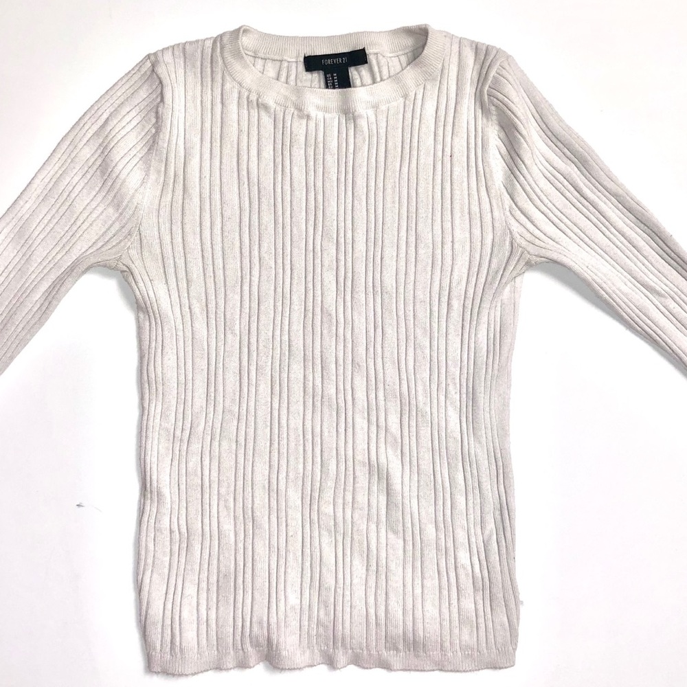 FOREVER 21 WHITE RIBBED LONG SLEEVE ✨